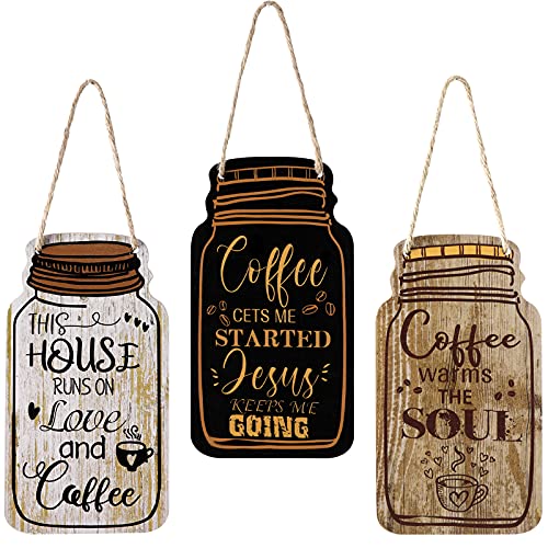 Rustic Wood Coffee Sign Set for Farmhouse Decor