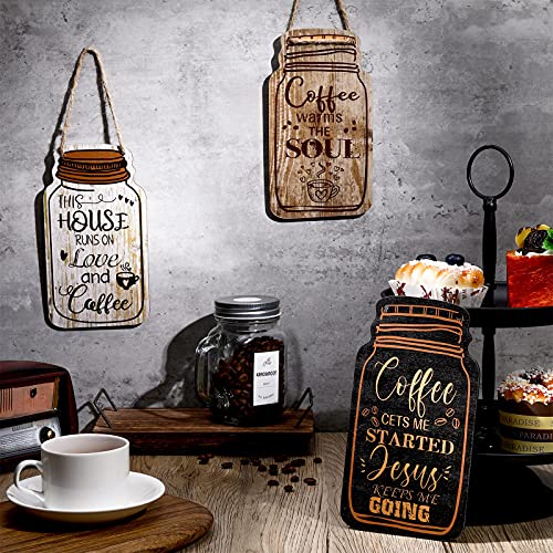 Rustic Wood Coffee Sign Set for Farmhouse Decor
