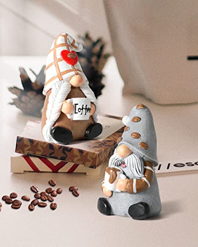 Coffee Gnomes Set - 2 Resin 4-inch Swedish Collectibles