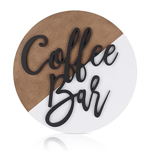 Round Wooden Coffee Bar Decor Sign - Modern Farmhouse