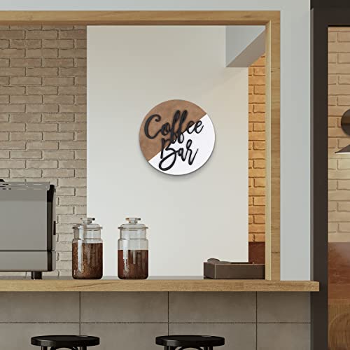 Round Wooden Coffee Bar Decor Sign - Modern Farmhouse
