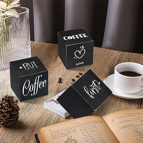 Farmhouse Coffee Bar Decor, 3-Piece Wooden Signs