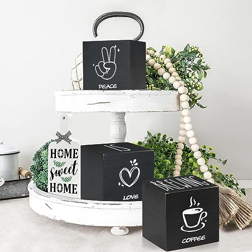Farmhouse Coffee Bar Decor, 3-Piece Wooden Signs
