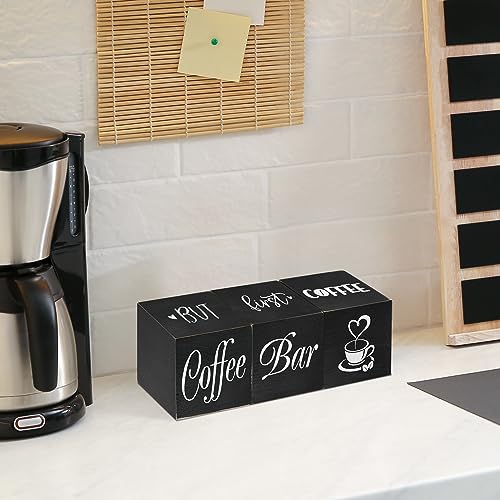 Farmhouse Coffee Bar Decor, 3-Piece Wooden Signs