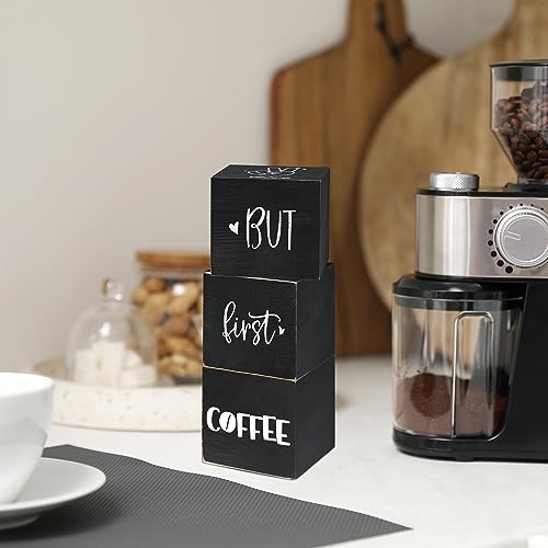 Farmhouse Coffee Bar Decor, 3-Piece Wooden Signs