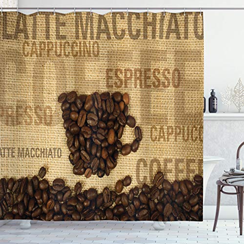 Coffee Beans and Types Shower Curtain, Fabric, Bathroom