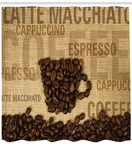 Coffee Beans and Types Shower Curtain, Fabric, Bathroom