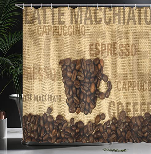 Coffee Beans and Types Shower Curtain, Fabric, Bathroom