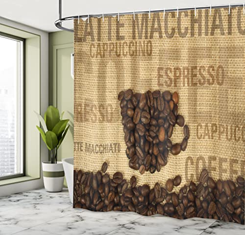 Coffee Beans and Types Shower Curtain, Fabric, Bathroom