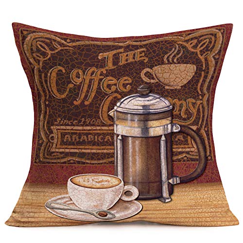 Retro Coffee Theme Pillow Covers, Set of 4