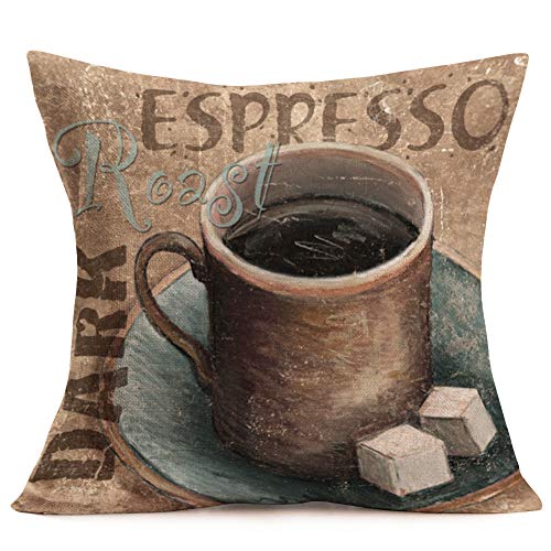 Retro Coffee Theme Pillow Covers, Set of 4