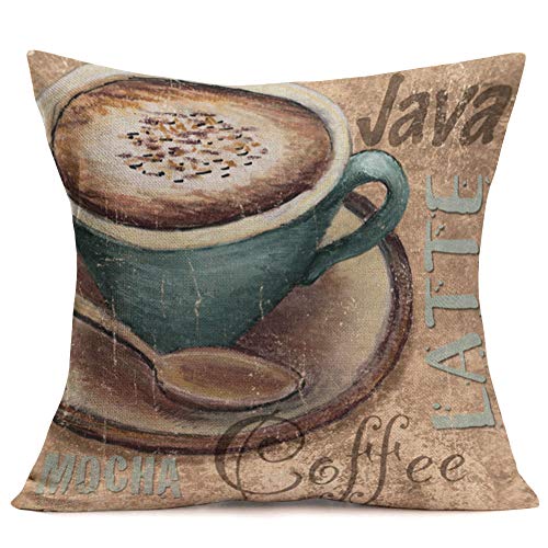 Retro Coffee Theme Pillow Covers, Set of 4