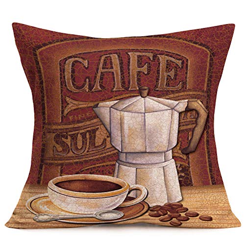 Retro Coffee Theme Pillow Covers, Set of 4