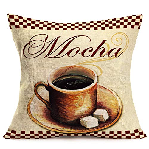 Vintage Coffee Print Throw Pillow Covers 4 Pack