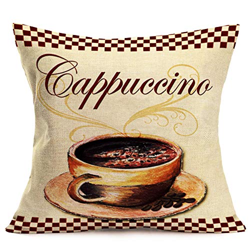 Vintage Coffee Print Throw Pillow Covers 4 Pack
