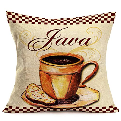 Vintage Coffee Print Throw Pillow Covers 4 Pack