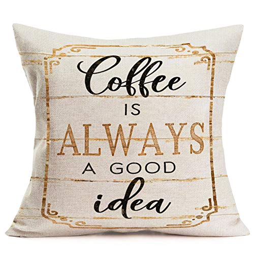 Coffee Lover Inspirational Word Decorative Throw Pillow Case