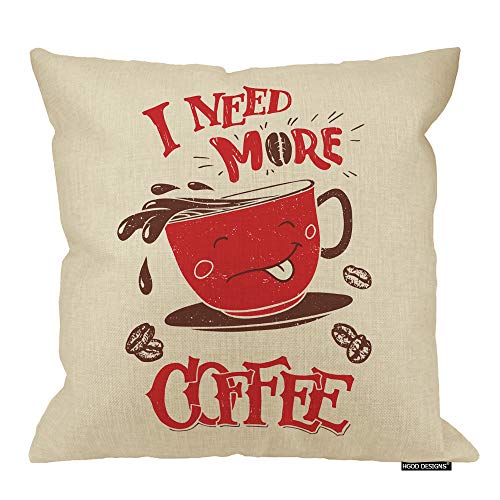 HGOD DESIGNS Coffee Pillow Cover, Funny Coffee Cup