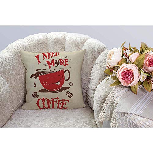 HGOD DESIGNS Coffee Pillow Cover, Funny Coffee Cup