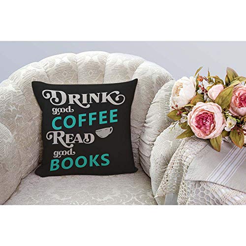 Good Coffee & Books Throw Pillow 18X18