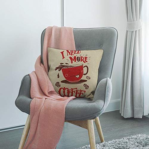 HGOD DESIGNS Coffee Pillow Cover, Funny Coffee Cup