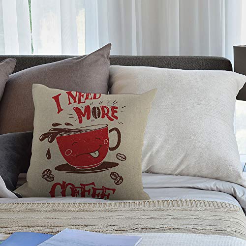 HGOD DESIGNS Coffee Pillow Cover, Funny Coffee Cup