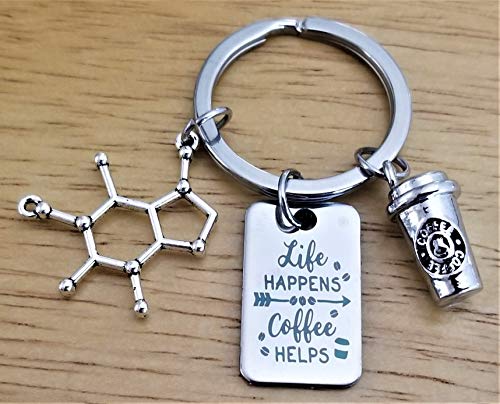 Caffeine Molecule Keychain - Perfect Gift for Coffee Lovers