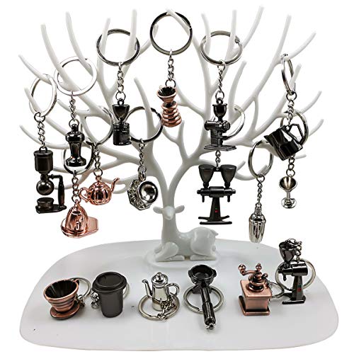 12 Styles Coffee Series Charm Keychain Set