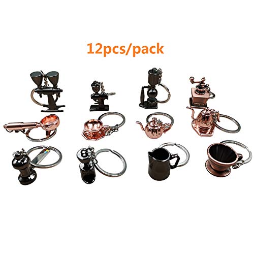 12 Styles Coffee Series Charm Keychain Set