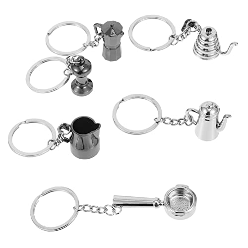 6Pcs Coffee Charm Keychain Set, Miniature Novelty Gift