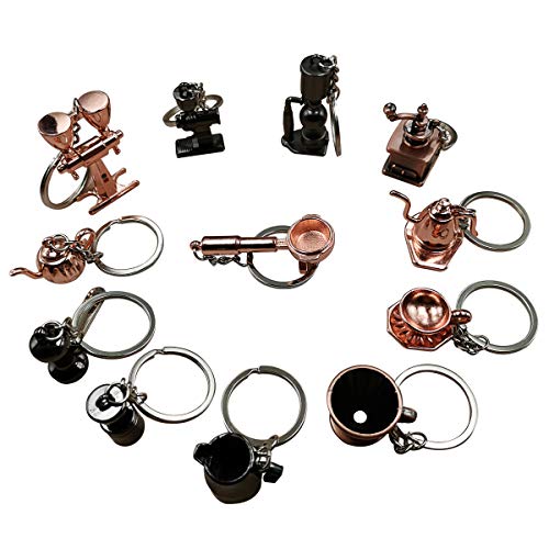 12 Styles Coffee Series Charm Keychain Set