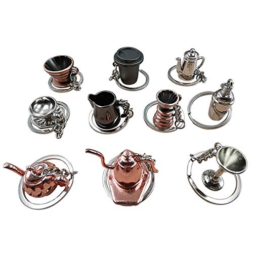 12 Styles Coffee Series Charm Keychain Set
