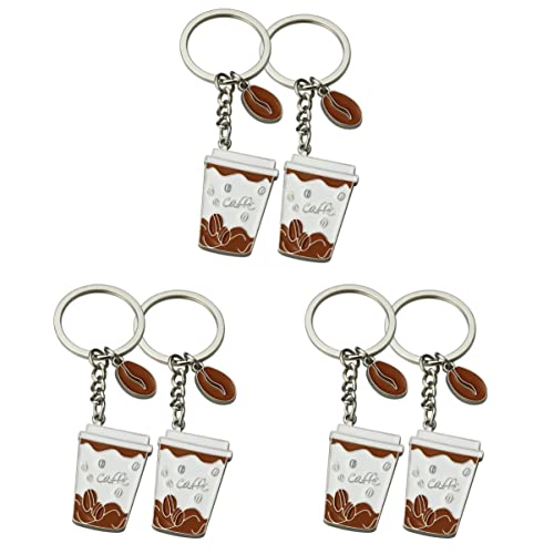 Coffee Lover Keychain Pendant Set, 6 Pcs Mug Charm