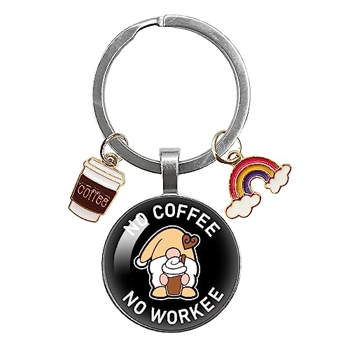 YAZMEEN Coffee Lovers Keychain with Gnome Pendant