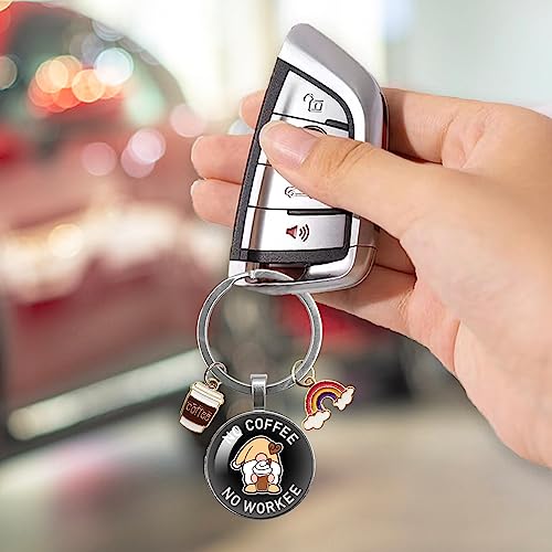 YAZMEEN Coffee Lovers Keychain with Gnome Pendant