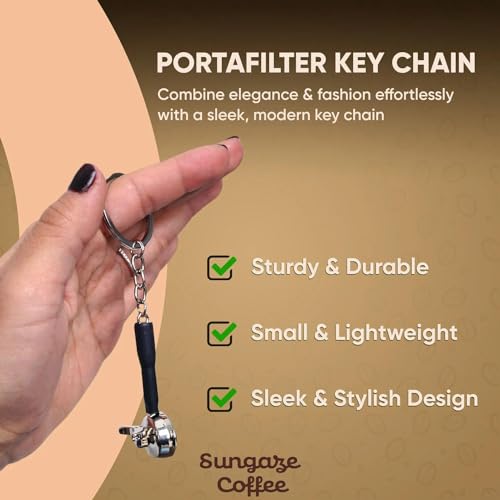 Stainless Steel Mini Barista Portafilter Keychain, Espresso Lover