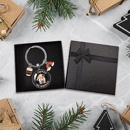 YAZMEEN Coffee Lovers Keychain with Gnome Pendant