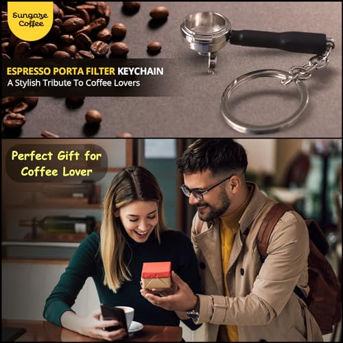 Stainless Steel Mini Barista Portafilter Keychain, Espresso Lover