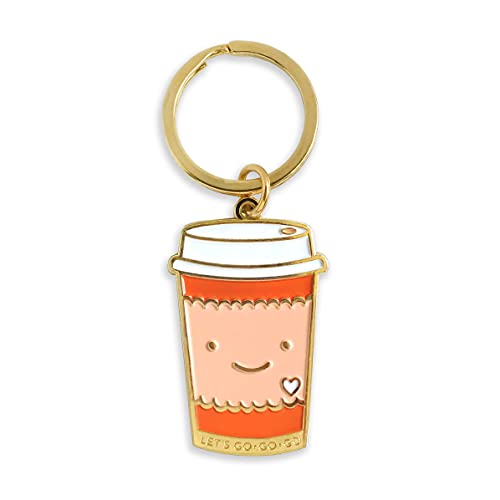 Gold Coffee to Go Enamel Keychain for Night Owls