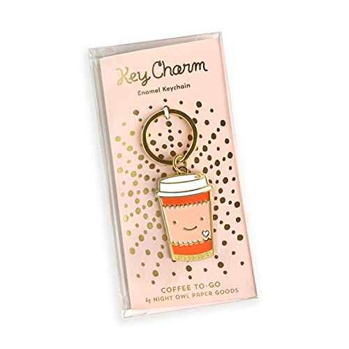 Gold Coffee to Go Enamel Keychain for Night Owls