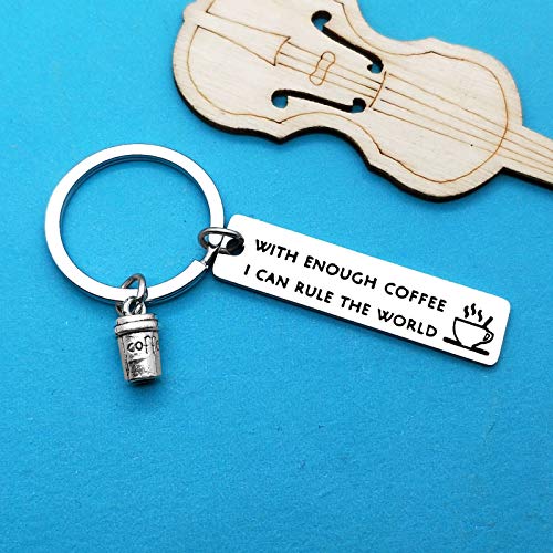 Coffee Lover Keychain: Rule The World Design Gift