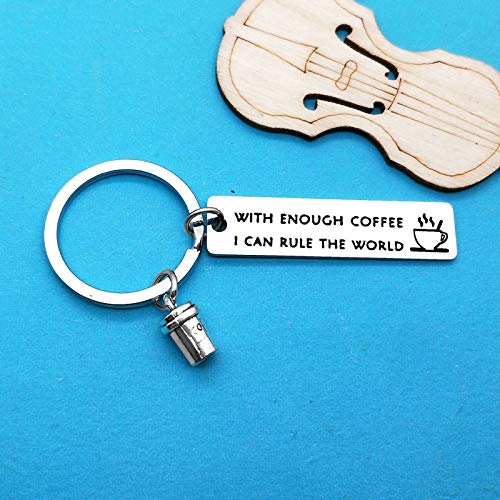 Coffee Lover Keychain: Rule The World Design Gift