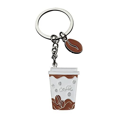 AMOBESTER Coffee Keychain & Beans Metal Gift for Colleagues