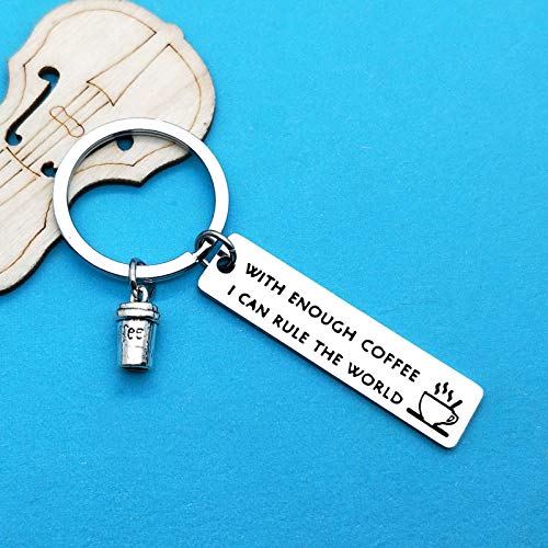 Coffee Lover Keychain: Rule The World Design Gift