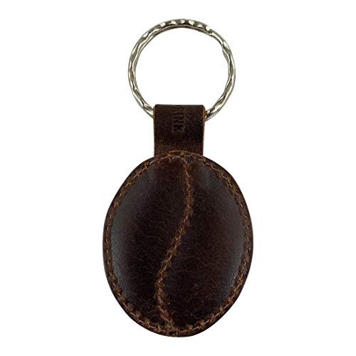 Handmade Leather Roasted Coffee Bean Keychain, Bourbon Brown