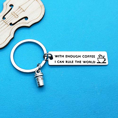 Coffee Lover Keychain: Rule The World Design Gift