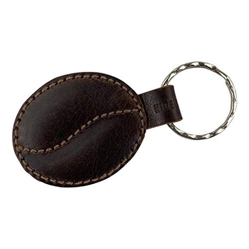 Handmade Leather Roasted Coffee Bean Keychain, Bourbon Brown
