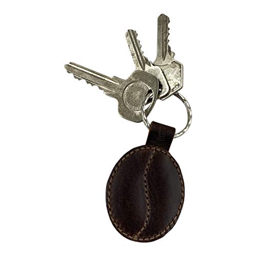 Handmade Leather Roasted Coffee Bean Keychain, Bourbon Brown