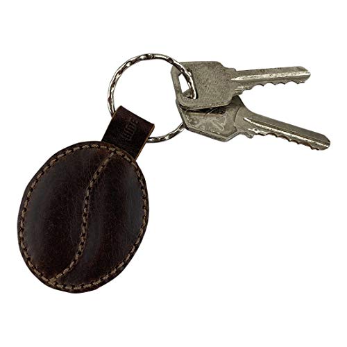 Handmade Leather Roasted Coffee Bean Keychain, Bourbon Brown