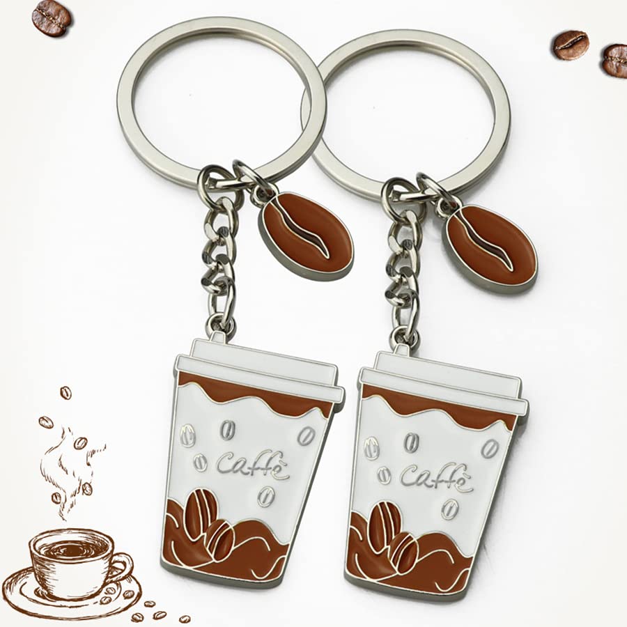 ARFUKA Coffee Cup Keychain Set for Men and Women
